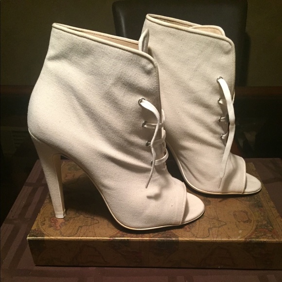 COPY - Off-White Canvas Leather Sole Sneaker Boots - Picture 2 of 5